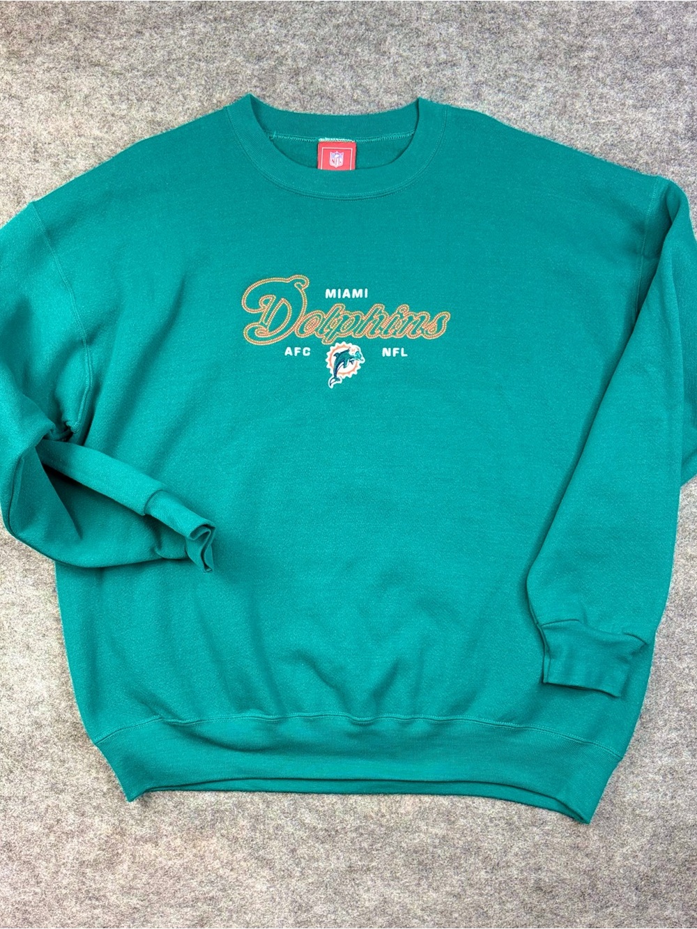 90s Miami Dolphins Teal Crewneck Sweatshirt - Men XL
